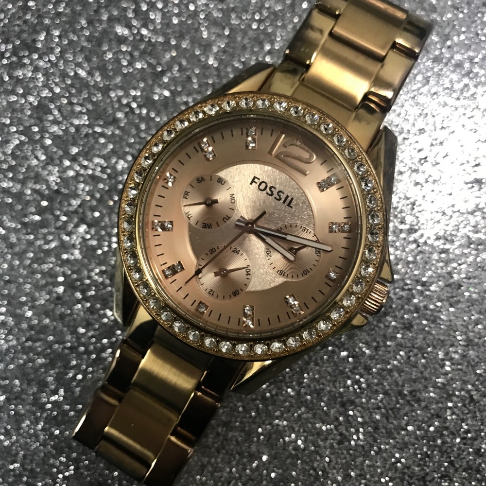 Fossil RILEY ROSE-TONE STAINLESS STEEL WATCH